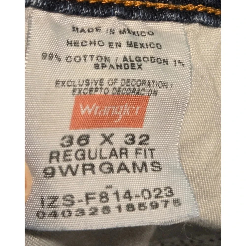 Wrangler Hero Regular Fit Jeans Mens 36x32 Blue Medium Wash Stretch 9WRGAMS